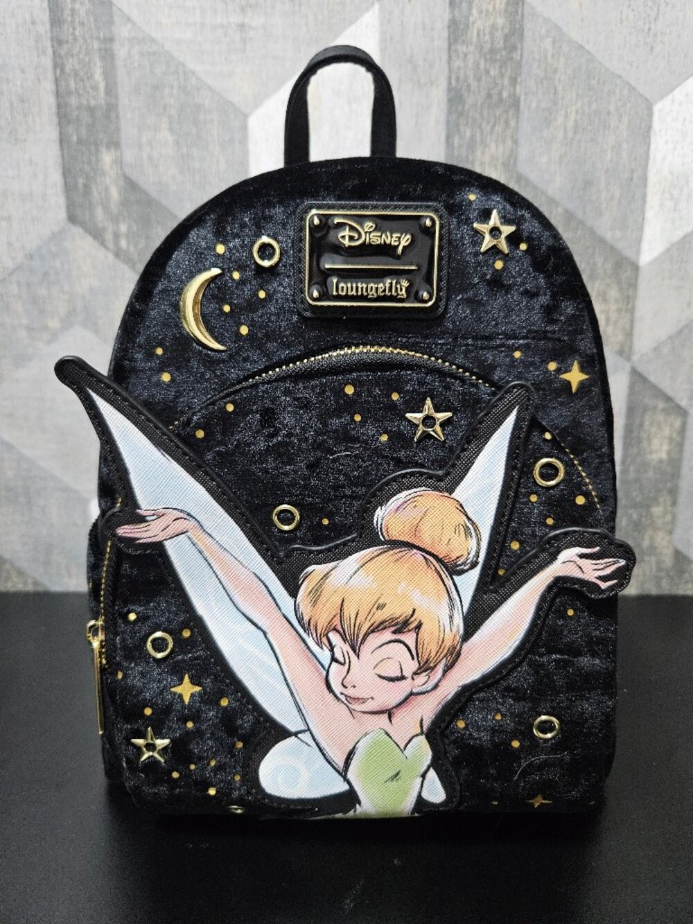 NWT Loungefly Disney Tinker Bell Pixie Dust Black Velvet Mini Backpack 2026